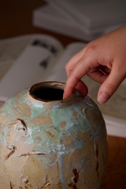 vaso in gres e smalti mare 4